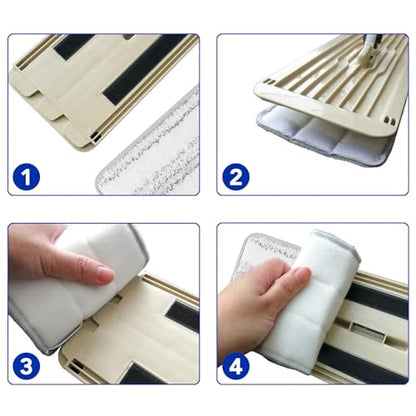 Microfiber Cleaning Pads for Flat Mop Bucket Set : 10 Packs 13" X 4.9" Washable Pads for Floor Cleaning Compatible with Tethys & Most 13 Inch Flat Mop Bucket System - color: 10 Packs - 10 Scrubby