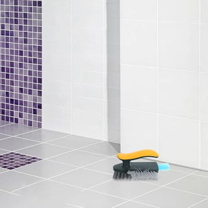 Gap and Corner Cleaning Brush for Bathroom and Floor, Yellow-Green Scrubbing Brush for Small Spaces, Stiff Bristle Groove and Track Cleaner for Home Use