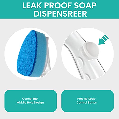 Dishwand Refill with Handle, Non Scratch Dish Wand Replacement Sponge Heads | Heavy Duty Head Soap Control Dispenser Set, Dishwashing Scrub Dispensing Brush Dishwasher Pad, Kitchen Sink Cleaning Scrubber - color: Blue, size: 7 Piece Set