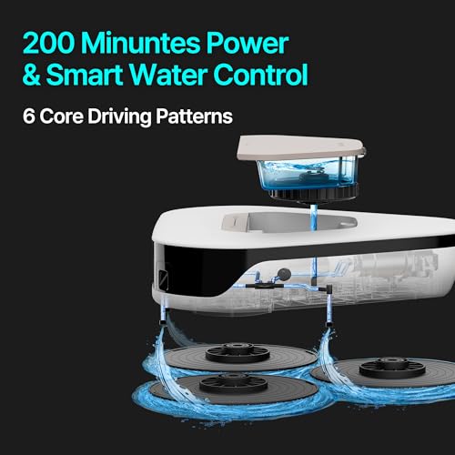 EVERYBOT 2026 NEW Three-Spin Slim Robot Mop, 3.27” Ultra Slim & 43dB Ultra Quiet, Upgraded Mop Pads for Powerful & Deep Clean, 200min Runtime, 6-Cleaning Modes, Smart Water Supply System, No APP/WiFi