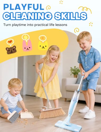 Kids Cleaning Toy Set,Blue Spray Mop Montessori Toys-Kids Cleaning Toy Set,Mini Spray Mop Montessori Toys Spray Mop & Kids Broom Dustpan Set Cleaning Toys Gift for Toddlers Girls Boys Age 3+ - size: Blue, style: Cleaning Set