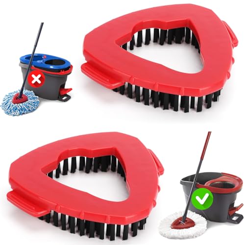 Funtin 2-Pack Mop Scrub Brush Head Compatible with Ocedar EasyWring 1-Tank Spin System, Shower Floor Scrubber for Bathroom Kitchen, Not Fit RinseClean (1-Tank (2-Pack))