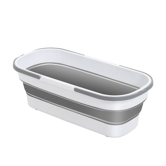 Large Collapsible Mop Bucket with Wheels 18L (4.5 Gallon), Portable Folding Mop Bucket for House Cleaning, Camping, RV, Rectangular Tub Handy Basket for Cleaning Mop Space Saving Storage (White) - color: White Bucket