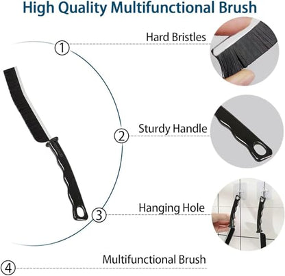 4 Pack Multi-Purpose Thin Cleaning Brush -Deep Reach Gap Cleaning Tool for Household Use, Versatile, Durable, Thin Brush to Clean Tight Spaces, Black