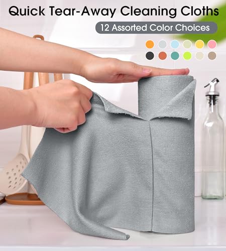 KitchLife Microfiber Cleaning Cloth Roll - Tear-Away Reusable Microfiber Paper Towels, Lint-Free, Washable, 20 Sheets for Kitchen, Car, Dishes, and Sensitive Surfaces (Grey) - color: Grey
