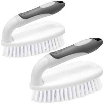 Scrub Brushes for Cleaning Bathtub Scrubber Heavy Duty Scrub Brush with Handle Stiff Bristle Cleaning Brush for Shower, Kitchen, Sink, Bathroom, Floor (Gray) - color: Gray