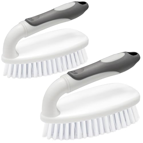 Scrub Brushes for Cleaning Bathtub Scrubber Heavy Duty Scrub Brush with Handle Stiff Bristle Cleaning Brush for Shower, Kitchen, Sink, Bathroom, Floor (Gray) - color: Gray