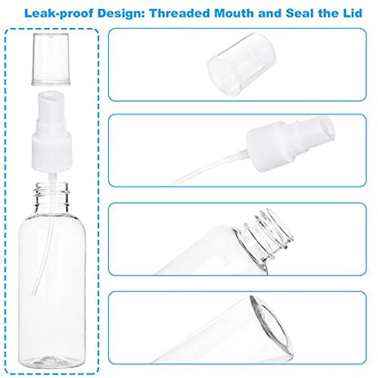 APACALI 50pcs 2 Oz Clear Fine Mist Spray Bottles, Reusable, Leak-Proof, Mini Travel Empty Spray Bottles for Perfume, Plant, etc. (60ml)