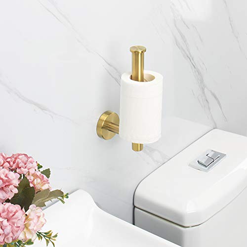 NearMoon Bathroom Toilet Paper Holder, Premium SUS304 Stainless Steel Rustproof Wall Mounted Toilet Roll Holder for Bathroom, Kitchen (1 Pack, Brushed Gold) - color: Brushed Gold