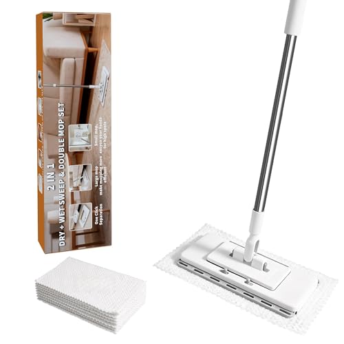 Mini Mop with 5 Reusable Cloths, Zero Touch No Wash Lazy Mop, Compatible with Various Types of Cloths, Suitable for Wet/Dry Floors, House Wall, Windows, Corners,Versatile and Efficient - size: Mini Mop with 5 Reusable Cloths