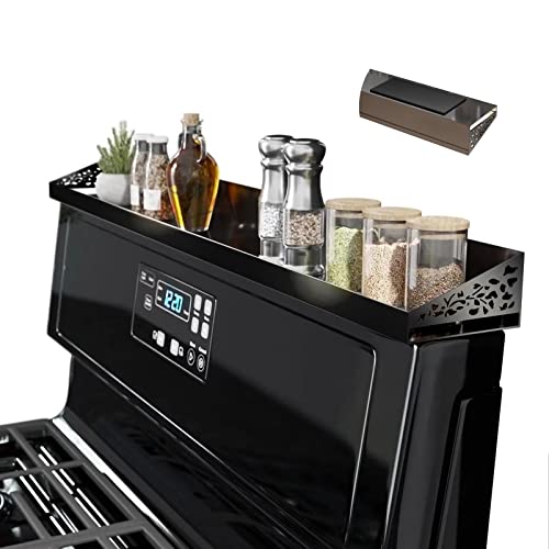 STUTOV 30" Magnetic Stove Top Shelf – Black Spice Rack and Seasoning Organizer – Magnetic Kitchen Shelf for Back of Stove – Over Stove Rack and Storage Organizer - color: Black