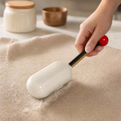 2-in-1 Lint Roller Washable Lint Remover for Clothes Dust Furniture Carseats Pet Hair Reusable Portable Home Outdoor Travel Cleaning Tool (White) - color: White
