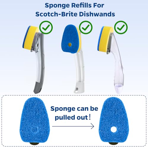 10 Pack Sponge Dishwand Brush Refills for Scotch-Brite Dishwand - color: Blue-10pack