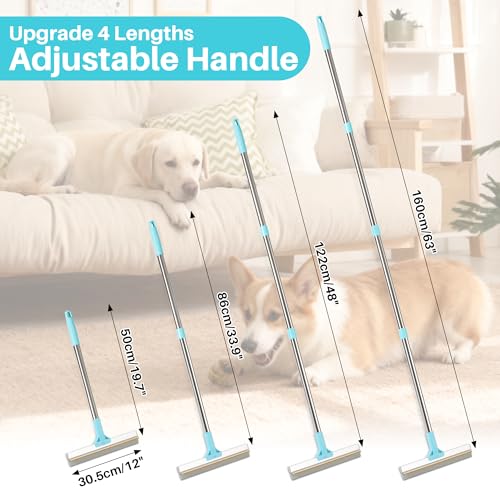 JOYMOOP Carpet Rake for Pet Hair Removal, 63" Adjustable Long Handle Pet Hair Remover, Reusable Cat Dog Hair Carpet Rake with Metal and Silicone Scraper for Rug, Sofa, Cloth - size: 1 PCS[1 Long Handle]