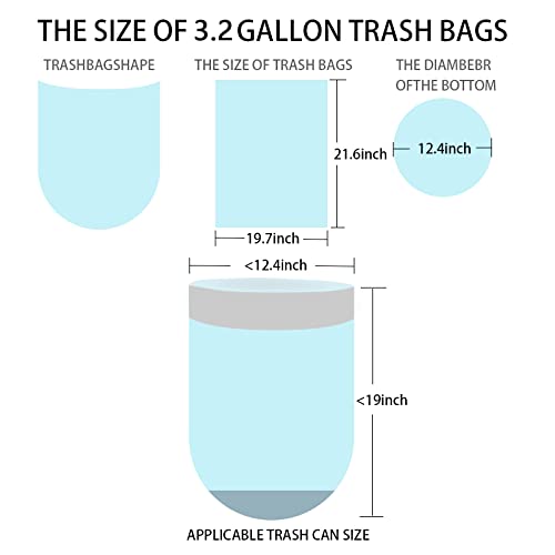 Trash Bags 3.2 Gallon, 100 Pcs Bathroom Garbage Bags, Blue Strap Kitchen Garbage Bags(White) With Drawstring Quickly Pack Garbage, Waste Basket Liners - style: 3.2 gallon