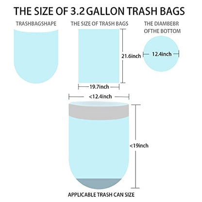 Trash Bags 3.2 Gallon, 100 Pcs Bathroom Garbage Bags, Blue Strap Kitchen Garbage Bags(White) With Drawstring Quickly Pack Garbage, Waste Basket Liners - style: 3.2 gallon