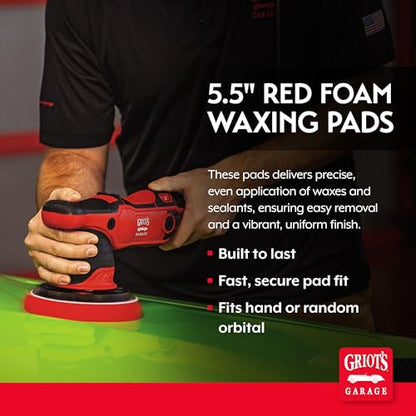 Griot's Garage 5.5” Red Foam Waxing Pads for Car Detailing, Polishing and Buffing Pads for Use with Waxes and Sealants, 10525, Set of 2 - style: 5.5" Pads (Set of 2)