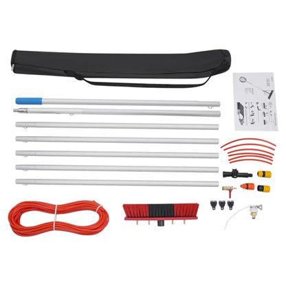 22.97 FT Solar Panel Cleaning Kit, Window Cleaning System, 20M Hose & BrushHead, Washing Equipment Window Cleaner Tool Water Fed Pole Kit for Roof Caravan Solar Panel - size: 7m/22.97ft
