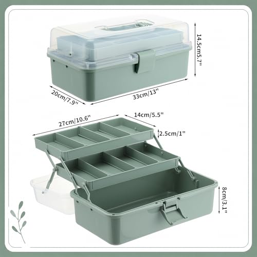 Mifoci Haze Green IVF Medication Organizer Gift Caddy 3-Layer Plastic Dividing Storage Box with Adjustable Spacers IVF Meds Must Haves Organize Supplies Womens Home Utility Box - color: Haze Green