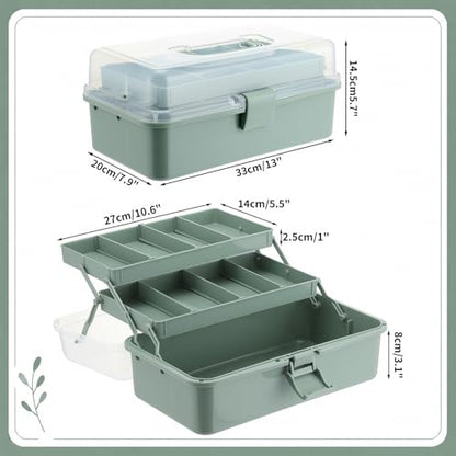 Mifoci Haze Green IVF Medication Organizer Gift Caddy 3-Layer Plastic Dividing Storage Box with Adjustable Spacers IVF Meds Must Haves Organize Supplies Womens Home Utility Box - color: Haze Green