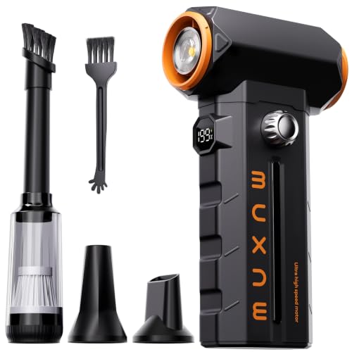 MUXNW Compressed Air Duster 130000RPM, Cordless Rechargeable Electric Air Duster & Vacuum 2-in-1, 100-Speed Display, 8000mAh Battery, USB-C Fast Charging, for PC, Home, Car Interior