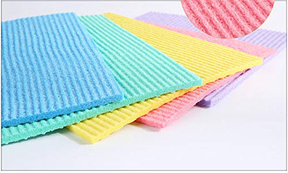 Reusable Cleaning Cellulose Sponge Cloths Absorbent Wipes Clean Kitchen Car Dish Eco-Friendly Dishcloth Hand Towel Auto - 2pack (10pcs) - Non Vacuum - style: 10pcs - Non Vacuum