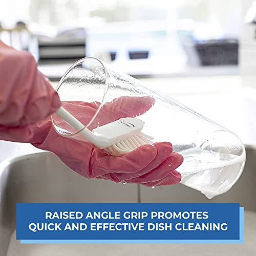 Remco 2 25/64 in W Dish Brush, Medium, 8 in L Handle, 3 1/8 in L Brush, White, Plastic 42375-1 Each - color: White
