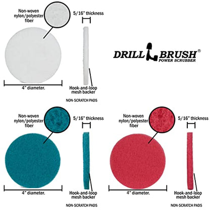Drillbrush Kitchen Cleaning Supplies - Whole Household Scrubbing Pads and Medium Stiffness Brushes - Stove Top and Oven Rack Cleaning Brush Kit - Sink, Tile, Laminate, Vinyl, Pan, Countertop Scrubber - color: Green