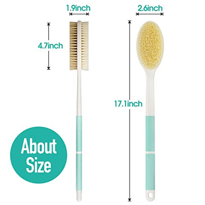 Backski Back Scrubber Anti Slip for Shower,Back Brush Long Handle with Soft and Stiff Bristles,Body Scrubber for Bath or Dry Brush(Green) - color: Green