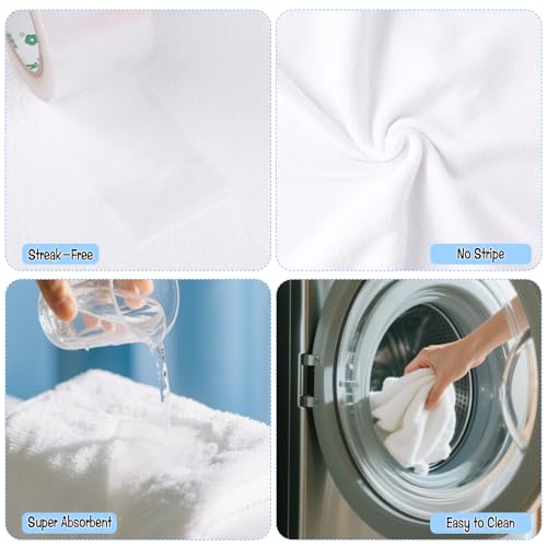 6 Pack Extra Large Microfiber Cleaning Cloths 20"x30", Lint-Free Reusable Towels for Home, Glass, Windows, Office, Kitchen, Bathroom – White - color: White