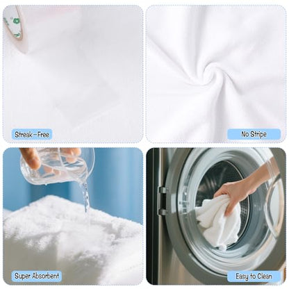 6 Pack Extra Large Microfiber Cleaning Cloths 20"x30", Lint-Free Reusable Towels for Home, Glass, Windows, Office, Kitchen, Bathroom – White - color: White