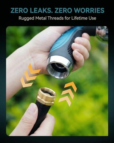 Garden Hose Nozzle Heavy Duty, Metal Water Hose Sprayer with 10 Adjustable Spray Patterns, Thumb Control On Off Valve, High Pressure Hose Nozzle for Watering, Cleaning, Car Washing & Pet Shower - color: Blue, size: 1Pack