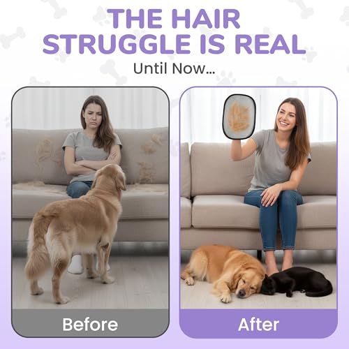 KEYVOZ Pet Hair Removal Glove for Cats and Dogs, Electrostatic Magic Brush Pet Hair Remover for Dog Couch, Available in Blue, Purple, Pink, Brown- Perfect for Pet Owners (Purple) - color: Purple