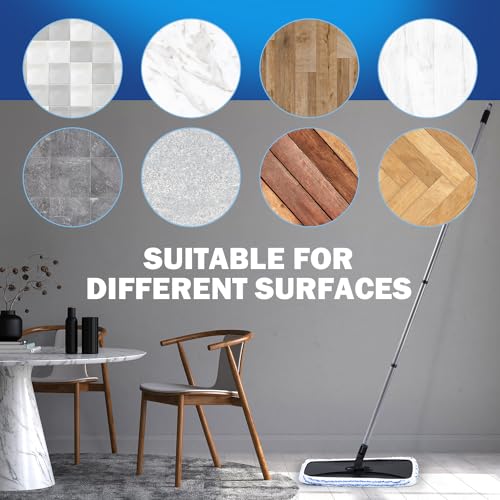 Large Surface Flat Mop, 15x8 Inches, 3Pack Microfiber Wet Mop Refills, Reusable & Washable, Compatible with Hardwood Floor & More, Includes 1 Cleaning Scraper