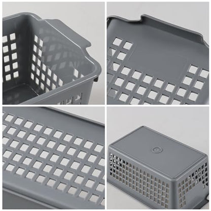 6 Pack Small Plastic Storage Baskets, Plastic Baskets Organizer Bins, Gray