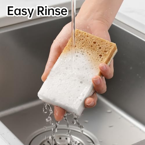 JOYMOOP Textured Clean Sponges, Dual-Sided Non-Scratch Soft Scrub Dish Sponge, Safe for Non-Stick Cookware, Kitchen and Household Cleaning, 12 Pack [Grey & White] - color: Gray & White [12 Pcs]