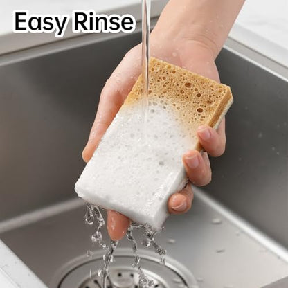 JOYMOOP Textured Clean Sponges, Dual-Sided Non-Scratch Soft Scrub Dish Sponge, Safe for Non-Stick Cookware, Kitchen and Household Cleaning, 12 Pack [Grey & White] - color: Gray & White [12 Pcs]