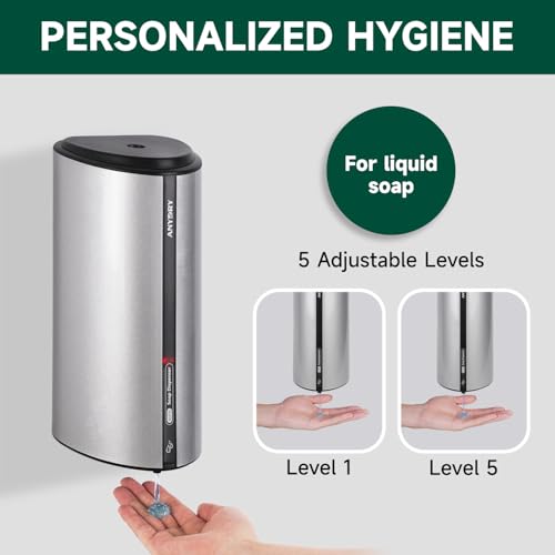 anydry 29fl.oz/850ml Commercial Automatic Liquid Soap Dispenser Wall-Mounted Large Capacity Model AD1209 Silver - color: Silver