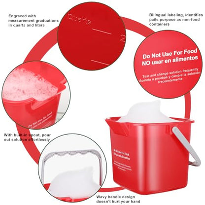 LemonRoad 3 Pcs Cleaning Bucket Small Sanitizing Square Bucket Multi-Size 3+6+8 Quart Detergent Pail for Home Commercial Restaurant Kitchen Office School Wash Rinse Sanitize Handwash(Red,Green,Blue) - color: Red,green,blue