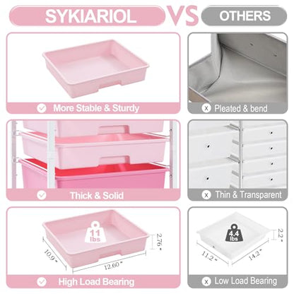 Rolling Cart with Drawers,Storage Cart with 8 Drawers and Wooden Tabletop,Utility Cart for Living Room,Classroom, Bedroom,Bathroom,Dorm,Office,Rose Pink - color: Rose Pink
