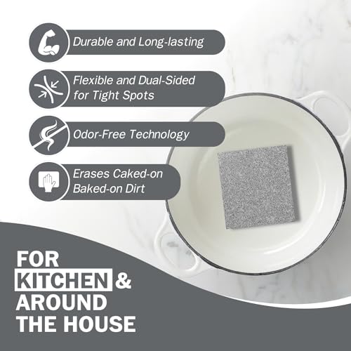 Skura Style Sponges & Scouring Pads Set — 4 Odor Free, Non-Scratch Kitchen Sponges + 4 Very SKRUBBY Heavy-Duty Scouring Pads for Caked-On/Baked-On Messes