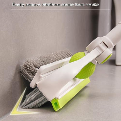 43-Inch Long Handle Floor Scrub Brush with Extendable Pole - 2-in-1 Stiff Bristle and Scraper for Tile, Shower, Bathroom, and Garage Cleaning