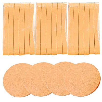 Facial Sponge Compressed,60 Pcs PVA Professional Makeup Removal Wash Round Face Sponges Spa Pads Exfoliating Cleansing for Women,Orange - color: Orange