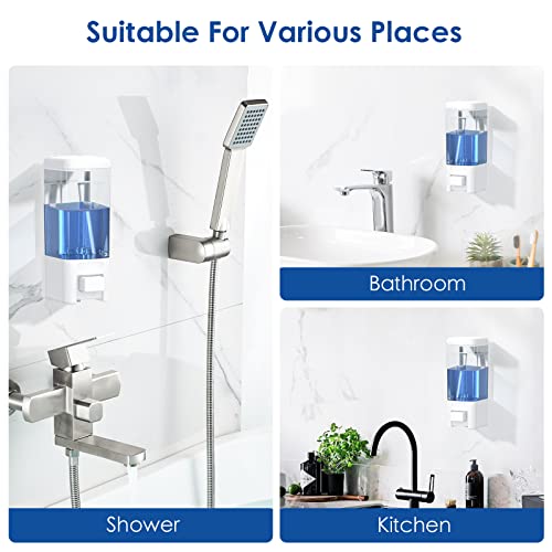 Manual Soap Dispenser, 17oz/500ml Wall Mount Soap Pump, Large Capacity Kitchen Bathroom Hand Soap Dispenser, Commercial Refillable Shampoo Shower Gel Lotion Dispenser, White - color: White 500ml