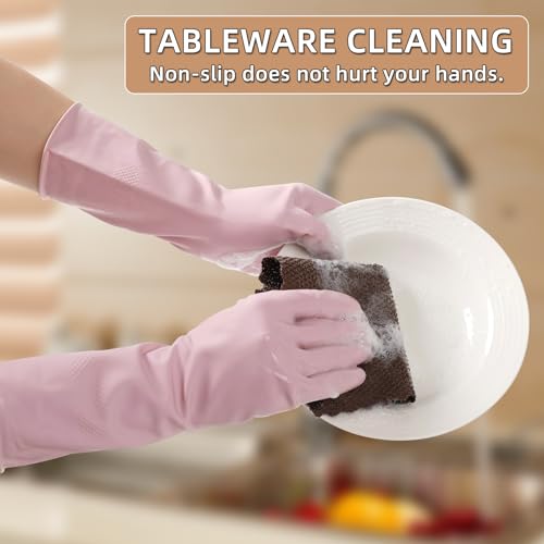 Dishwashing Rubber Gloves Reusable Kitchen Gloves 2Pairs Cleaning Gloves for Washing Dishes Long-lasting&Non-Slip - color: Light Blue&light Green, size: Medium