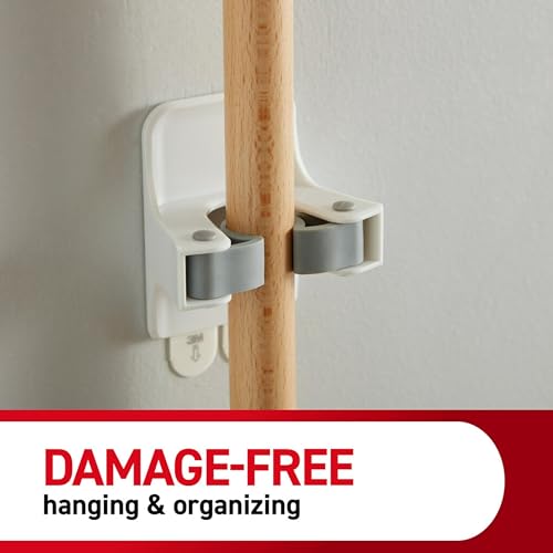 Command Broom Grippers, 2 Hangers and 4 Strips, Damage-Free Mop and Broom Holder Wall Mount, Household Cleaning Tool Organizer for Kitchen, Laundry Room, Closet, Holds up to 4 lb (Pack of 6) - size: 2 Grippers (Pack of 6)