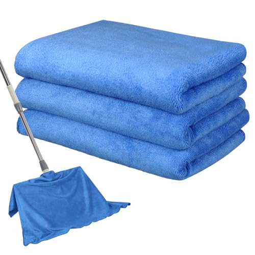 Newwiee 3 Pcs Extra Large Microfiber Cleaning Cloth 30" x 20" Washable Reusable Microfiber Towel Streak Free Lint Free Cloth for Cleaning Home Glass Office Window Bathrooms (Blue) - color: Blue