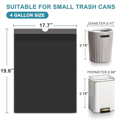 Small Trash Bags, 100 Count 4 Gallon Trash Bags Drawstring, Tear-Free Small Garbage Bags, Black Trash Bags Unscented for Bathroom Kitchen Office Bedroom - color: Black, size: 100 Count (Pack of 1)