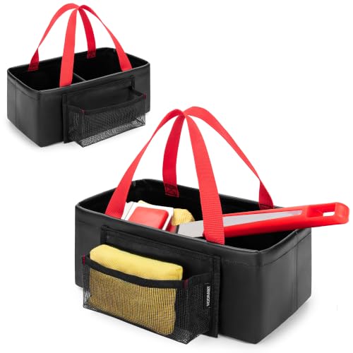 HODRANT Grill Rescue Dunk Tank with 2 Rooms, Waterproof Grill Brush Bristle Free with Front Pocket & Portable Handles, Collapsible Water Bucket BBQ Brush Cleaning Bag for Camping (Soak Basin Only)