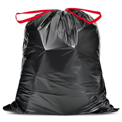 25 Gallon Trash Bags with Drawstring, 90 Count, Black | Heavy Duty, Large Capacity, Strong Plastic Liners Garbage Bags for Kitchen, Yard, Industrial, Commercial